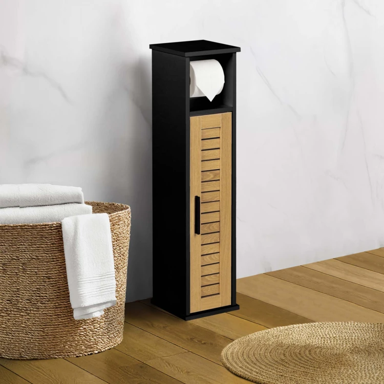 Toiletrolhouder met ingebouwde opbergruimte