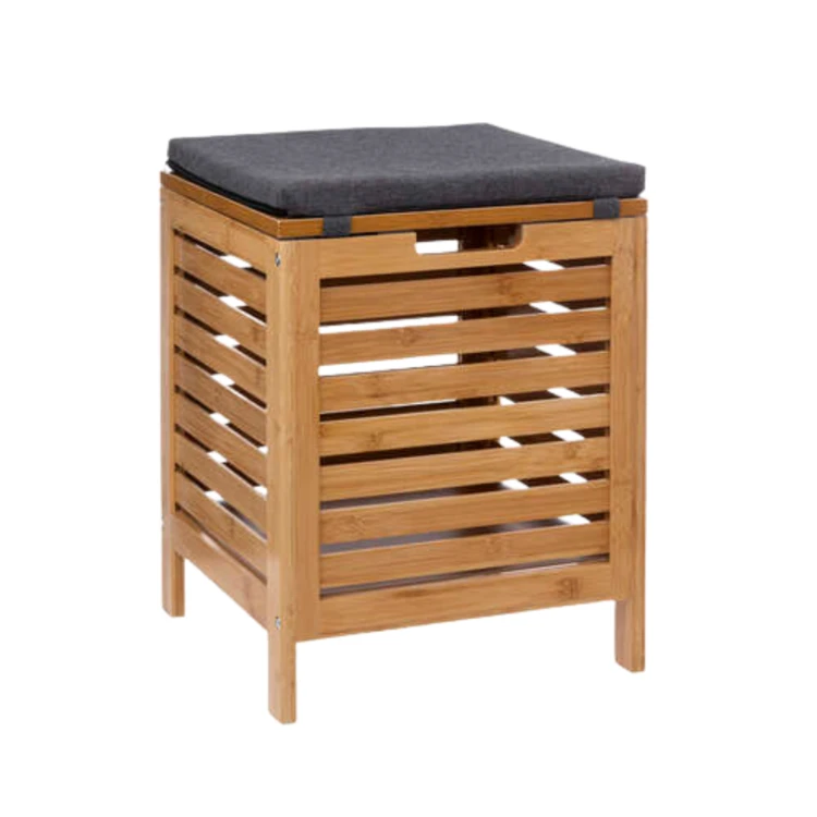 Tabouret coffre de rangement en bambou