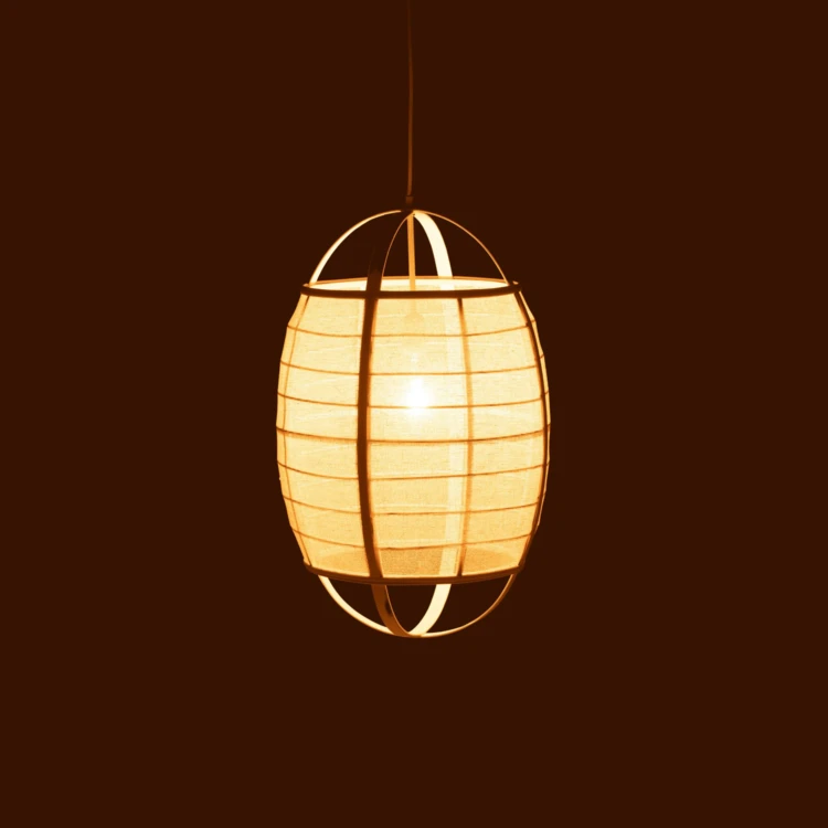 Suspension luminaire en lin et bambou
