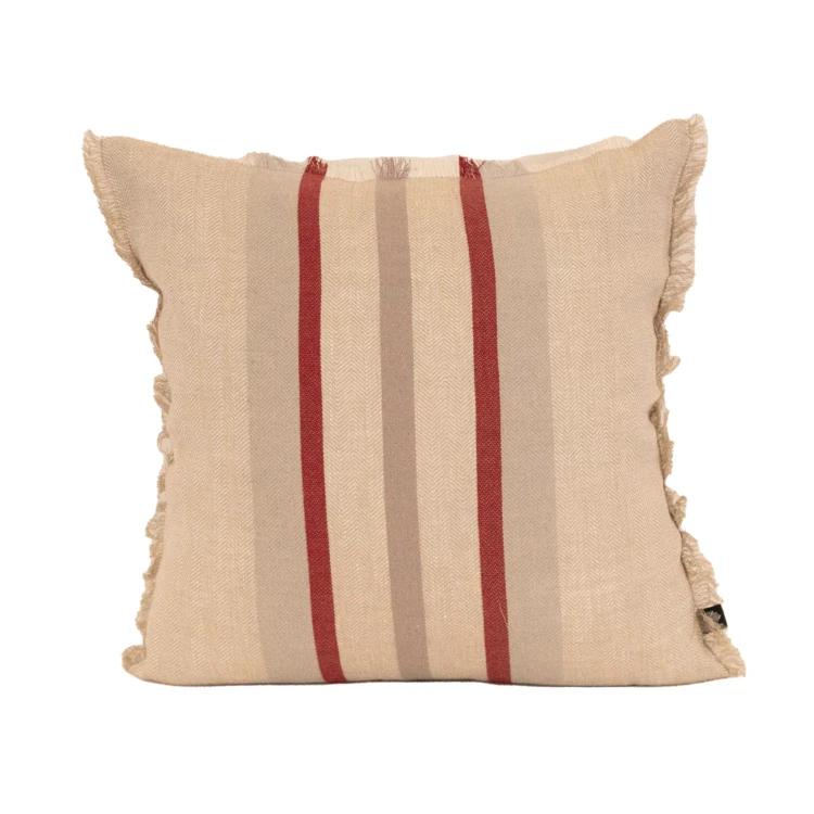 Coussin rayé en lin et coton