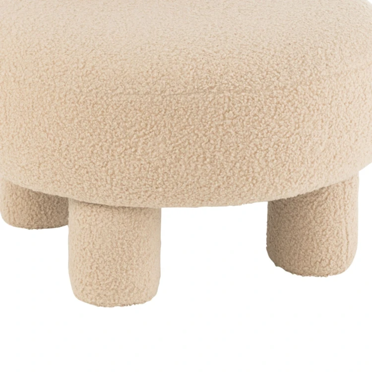Pouf rond avec dossier en tissu bouclette