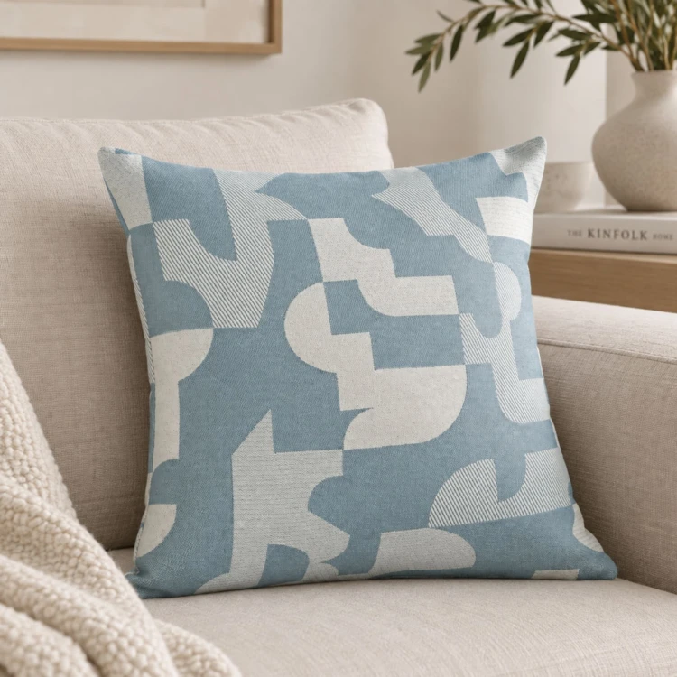 Coussin jacquard géométrique texturé rétro