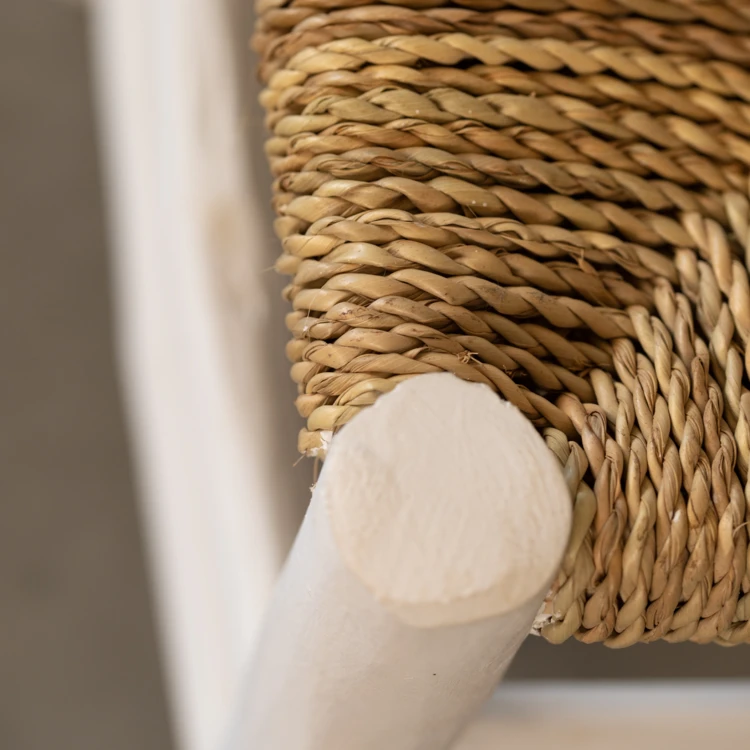 Tabouret Marocain blanc en bois