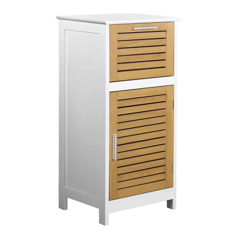 Meuble bas de salle de bain avec porte à lames et rangement