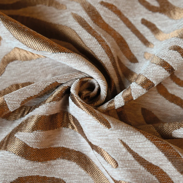 Tissu jacquard chenille motif zèbre