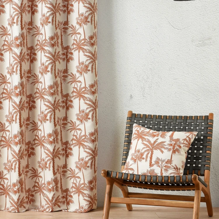 Coussin motif palmier tissé