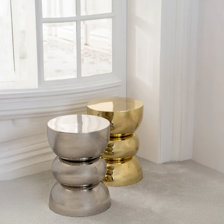 TABLE D'APPOINT CHROME FER NOIR