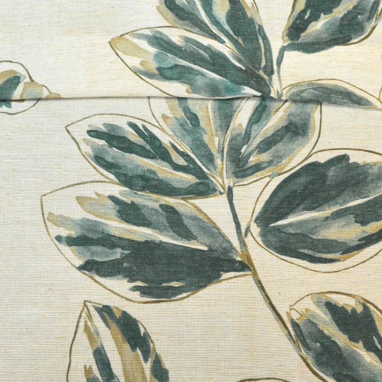 Rideau imprimé feuillage en tissu poly-lin