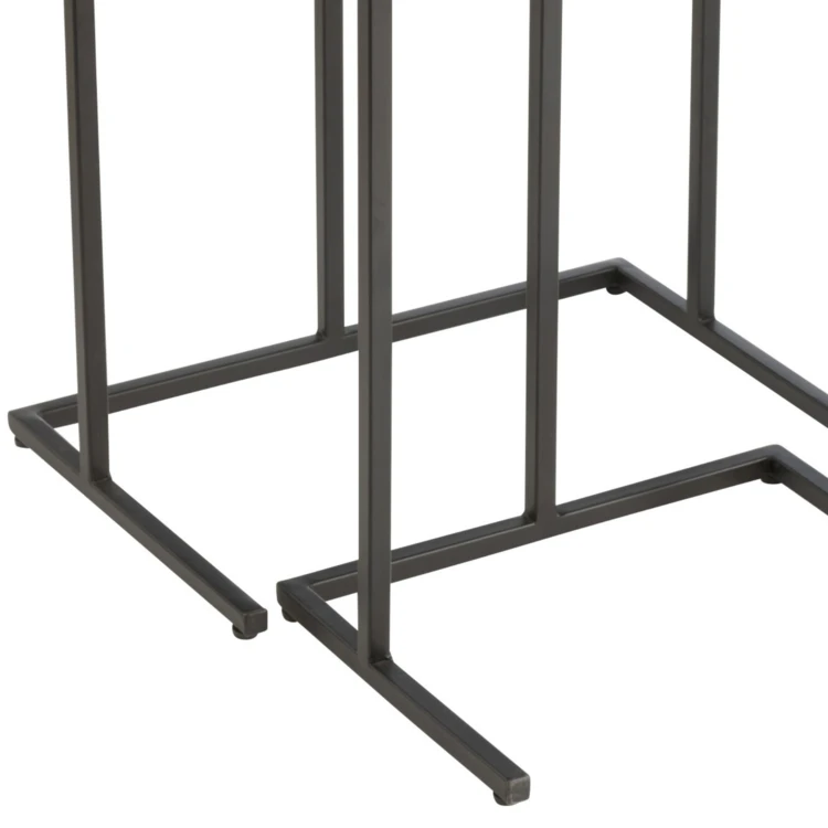 Set de 2 tables d’appoint rectangulaires en bois de manguier et métal