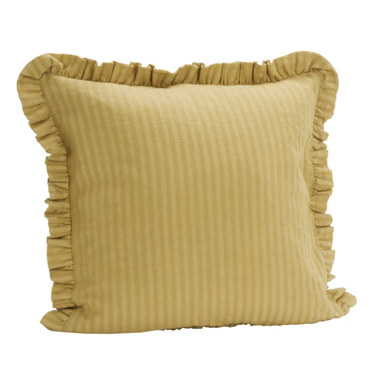 Housse de coussin en coton gaufré avec volant