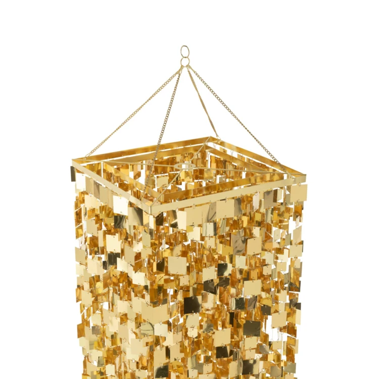 ABAT-JOUR CHANDELIER CARRÉ PVC DORÉ LARGE