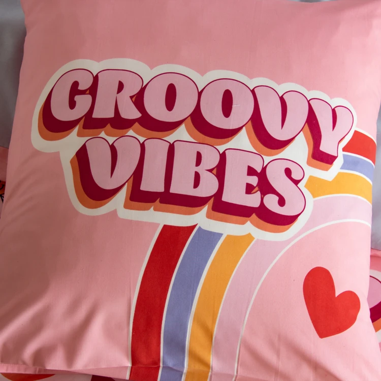Parure de lit enfant Groovy Vibes rose
