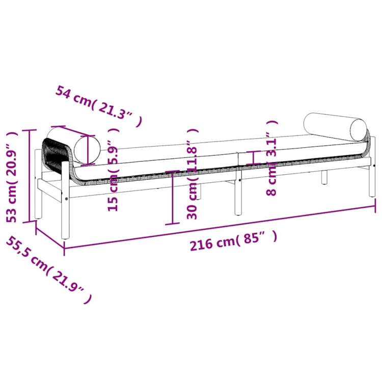 Banc de jardin avec coussins