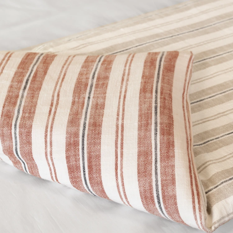 Édredon réversible en coton flammé à rayures épais