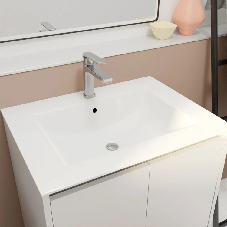 Meuble de salle de bains sur pieds avec 2 portes et vasque