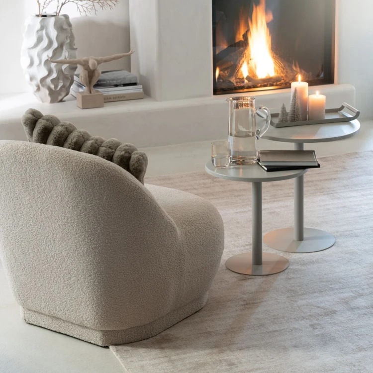 Fauteuil moelleux velours effet bouclette