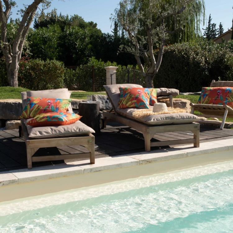 Outdoor-Kissen mit Papageien-Print