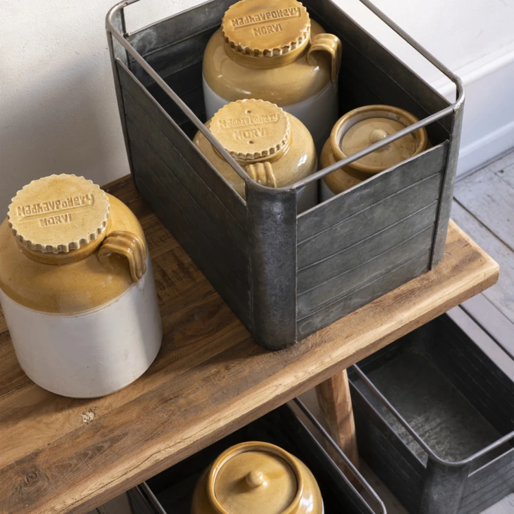 Lot de 2 caisses de rangement en fer galvanisé