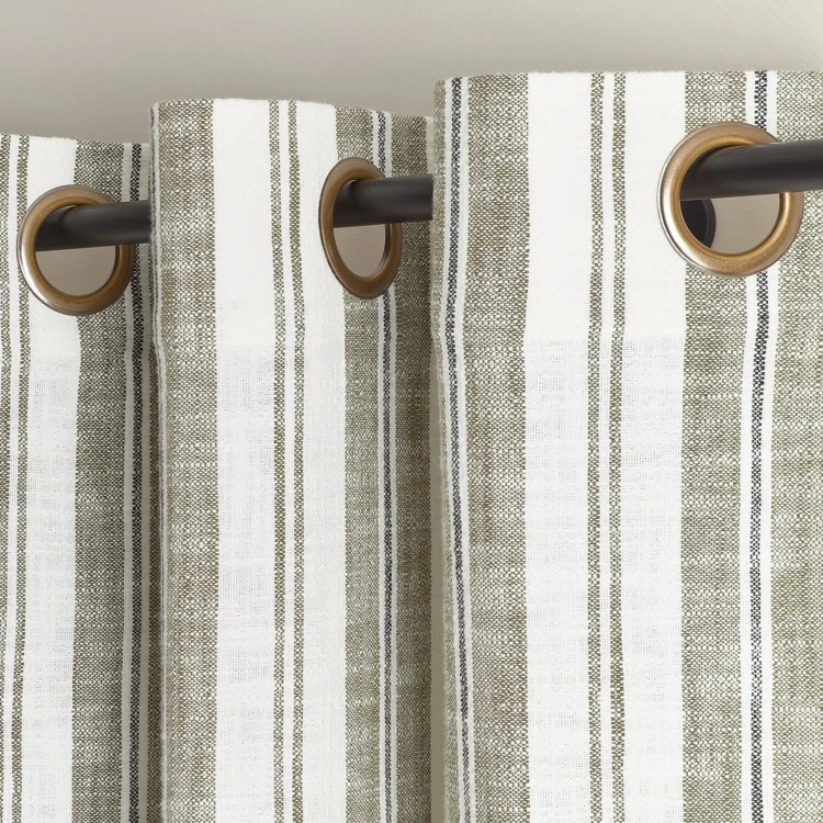 Rideau tamisant en coton flammé à rayures