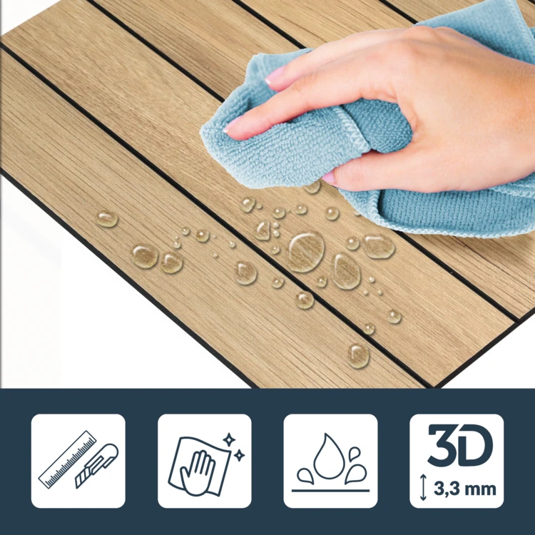 Crédence adhésive murale 3D effet bois 4 pièces