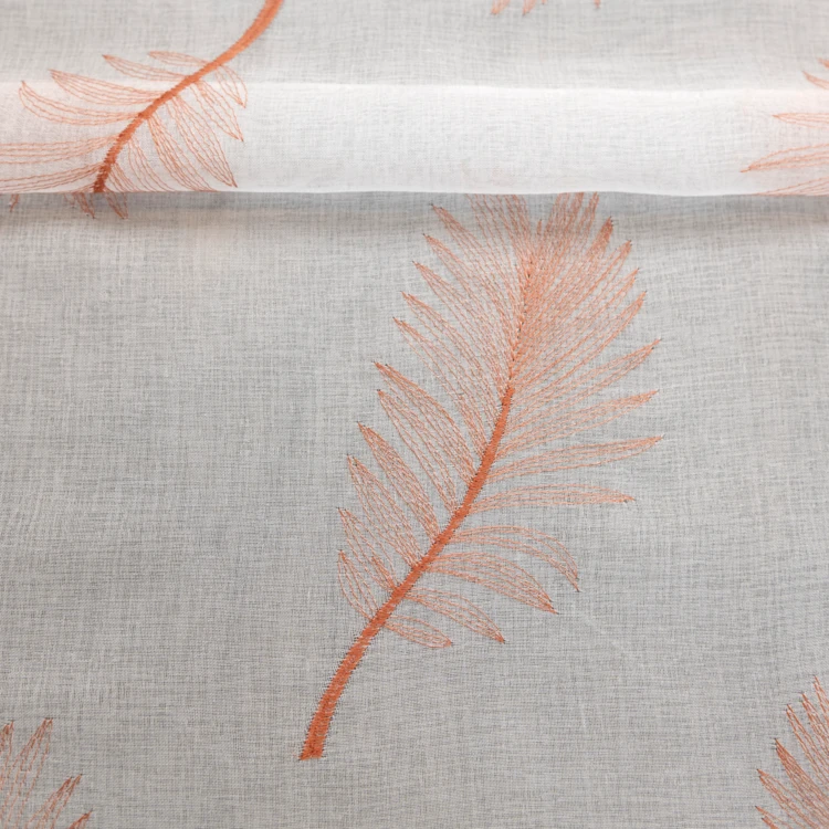 Voilage brodé à motifs feuilles