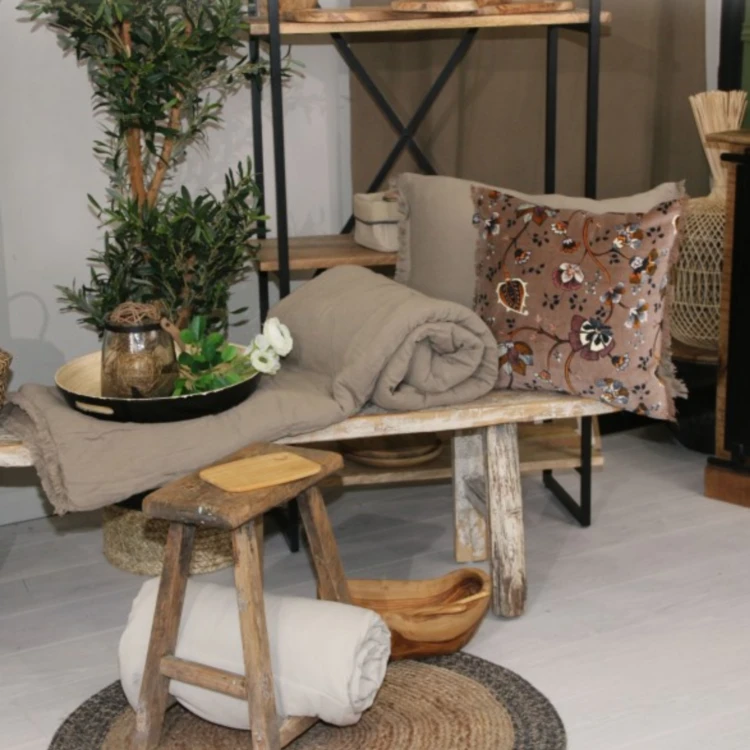 Coussin à franges en coton