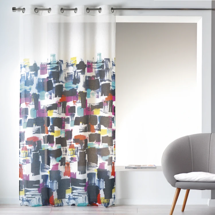 Voilage en Etamine Légère Imprimée effet "Tableau"