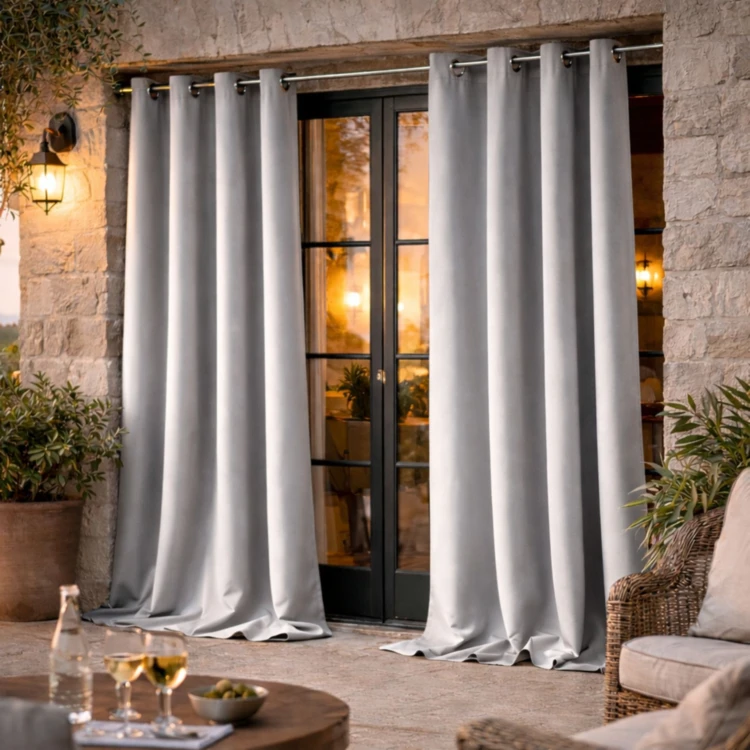 Rideau d'extérieur en tissu déperlant