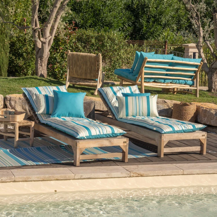 Matelas bain de soleil extérieur rayé