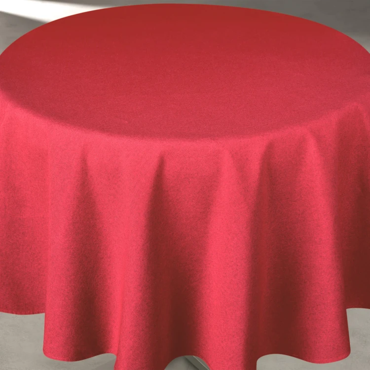 Nappe déperlante anti-taches effet lin pour table ronde
