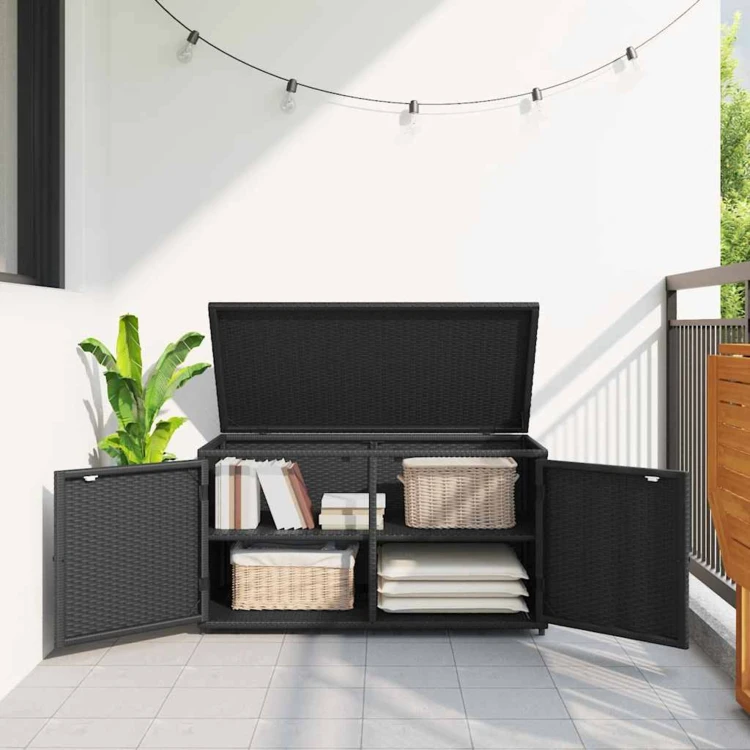 Armoire de jardin en résine tressée avec double porte