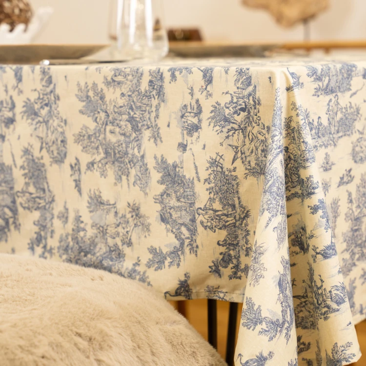 Nappe toile de Jouy rectangulaire plastifiée