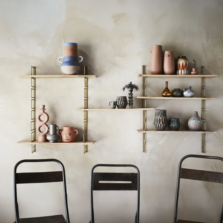 Étagère murale en bois de manguier à 3 tablettes réglables