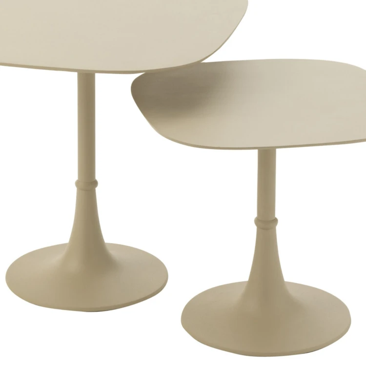 Tables d'appoint carré bord arrondi en métal lot de 2