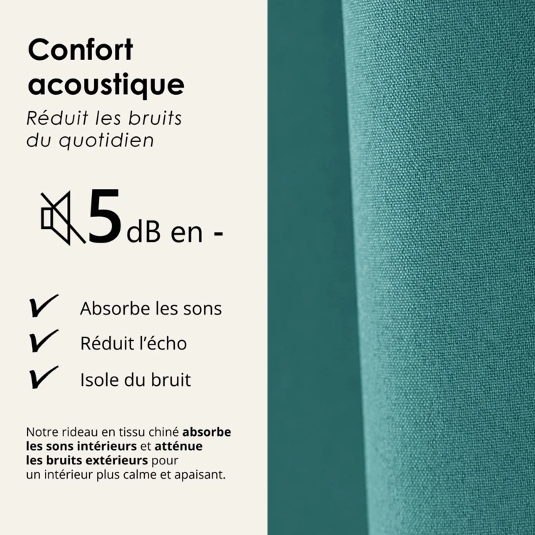 Rideau 100% occultant thermique phonique chiné