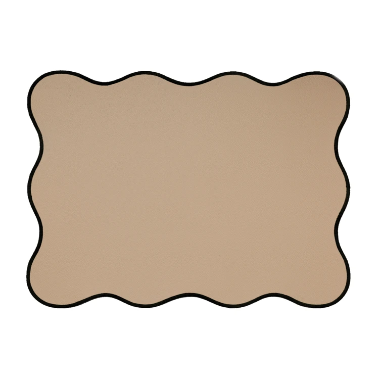 Mantel individual rectangular, liso con bordes ondulados