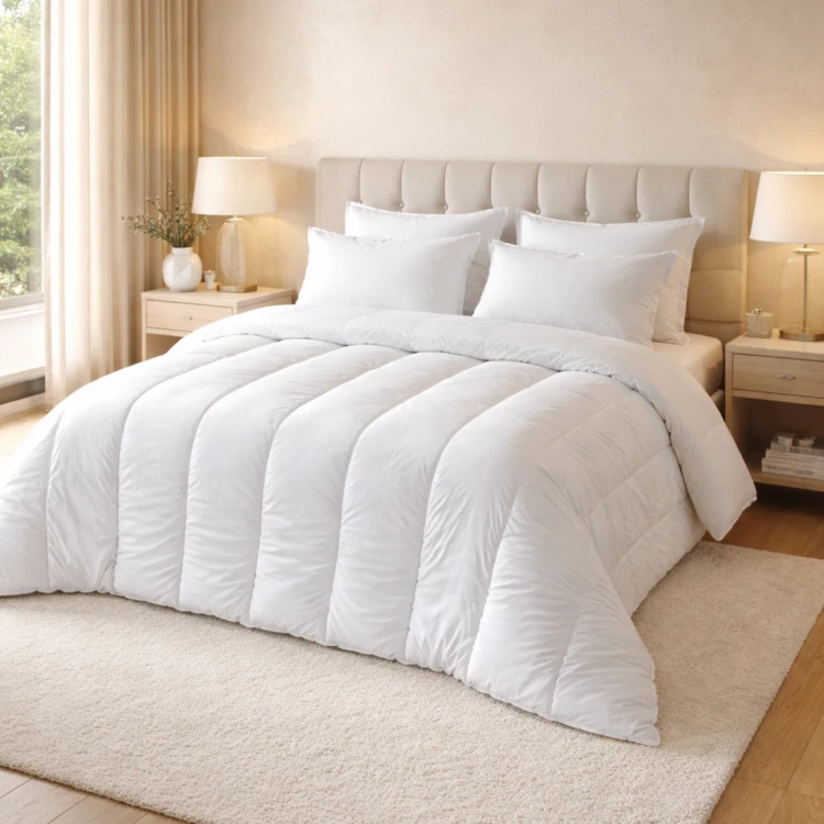 Lot couette chaude premium anti-acariens + 2 oreillers respirant