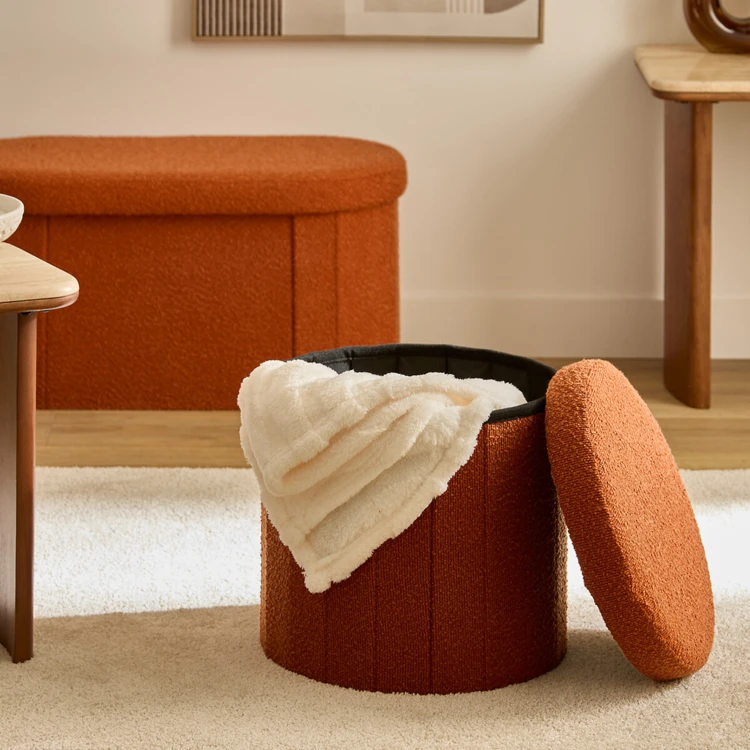 Pouf coffre pliant avec rangement intégré