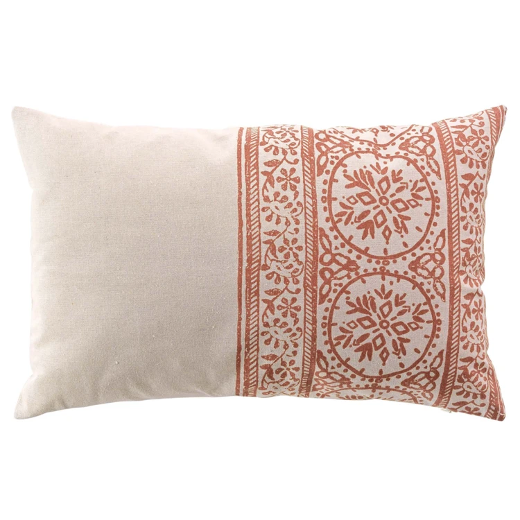 Coussin déhoussable en polycoton imprimé