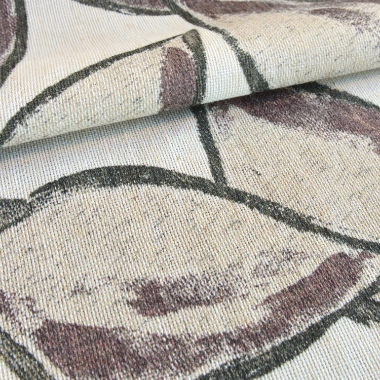 Rideau imprimé feuilles en tissu poly-lin