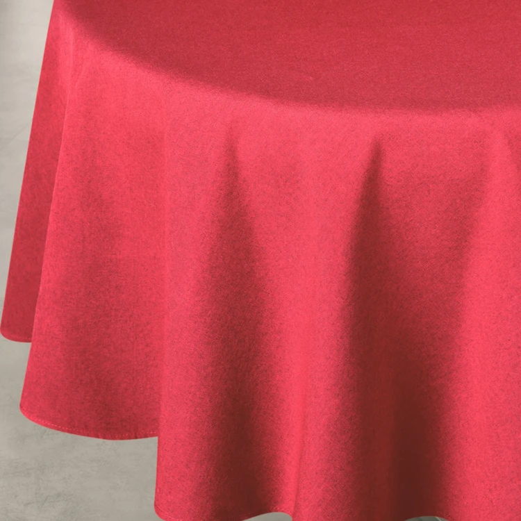 Nappe déperlante anti-taches effet lin pour table ronde