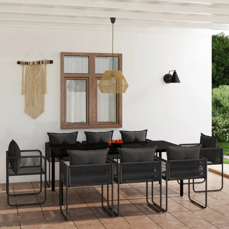 Juego de comedor de jardín de 9 piezas