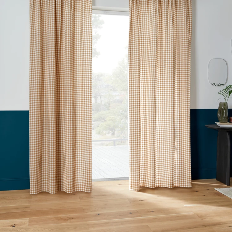 Rideau à passe-tringle en coton vichy