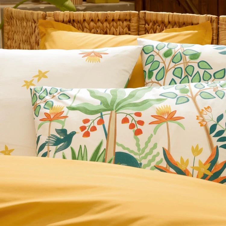 Funda de almohada de percal de algodón tropical de 80 hilos