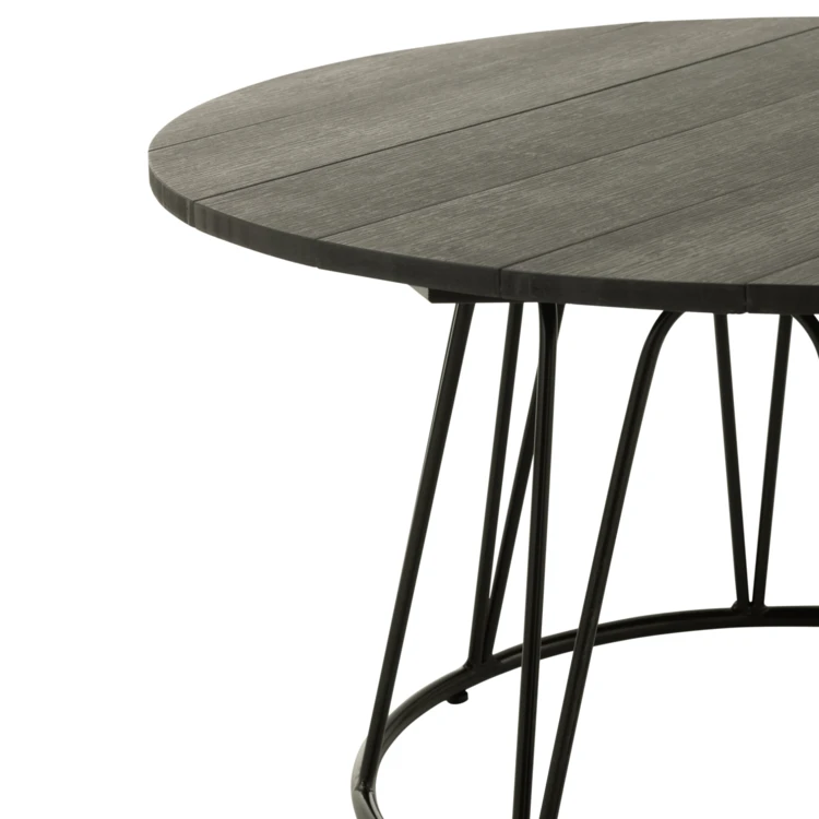 Mesa de centro redonda de madera y hierro