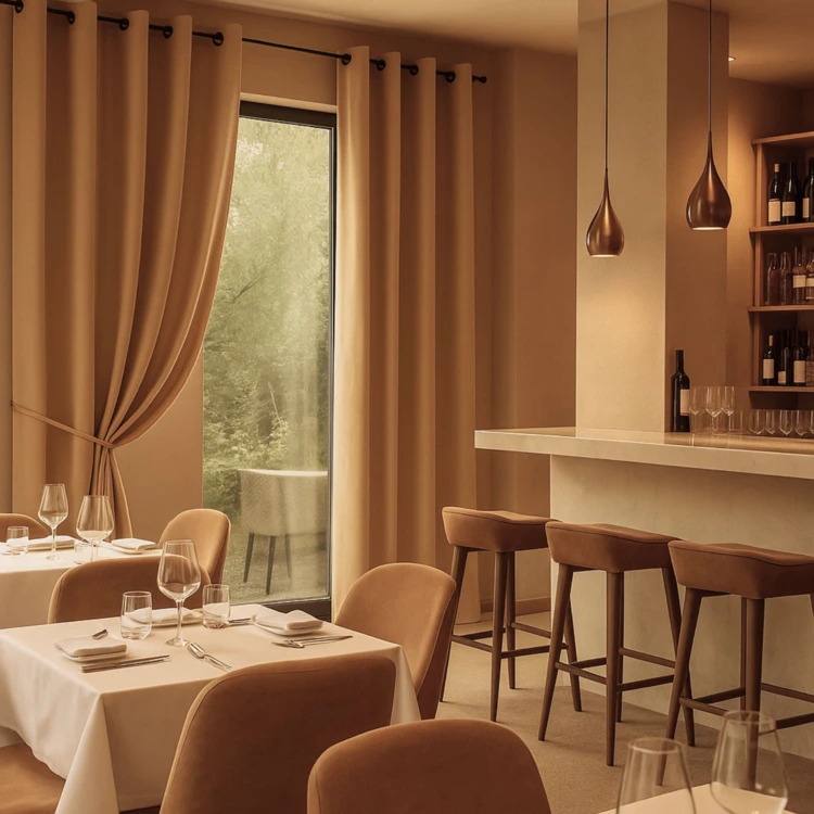 Vorhang 100% Verdunkelnd Flammhemmend M1 Feuerfest Ecru