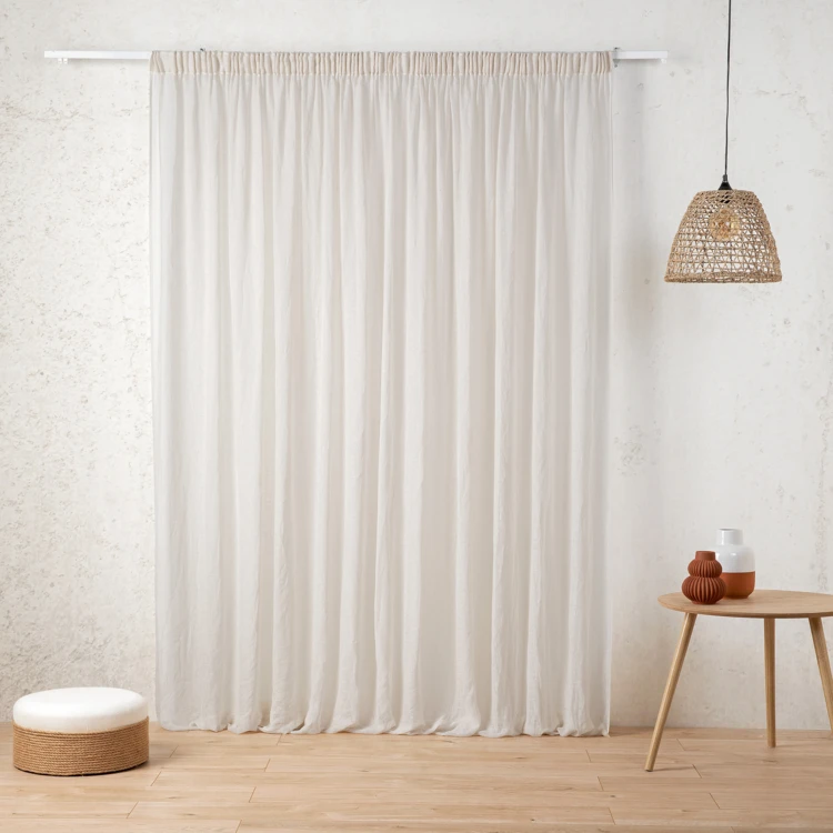 Voilage tamisant en gaze poly-lin à galon fronceur