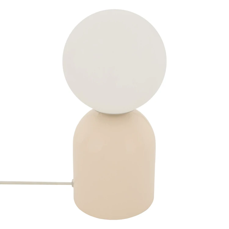 Lampe à poser avec globe opalin et base en acier