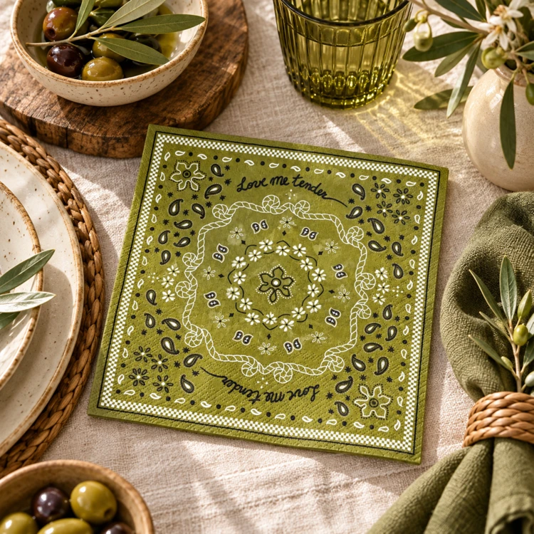 Confezione da 20 tovaglioli di carta a forma di bandana