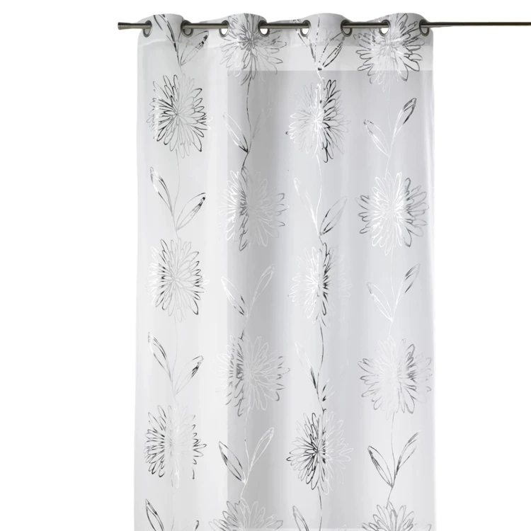 Voile de etamina claro com estampado "Flor" metalizado